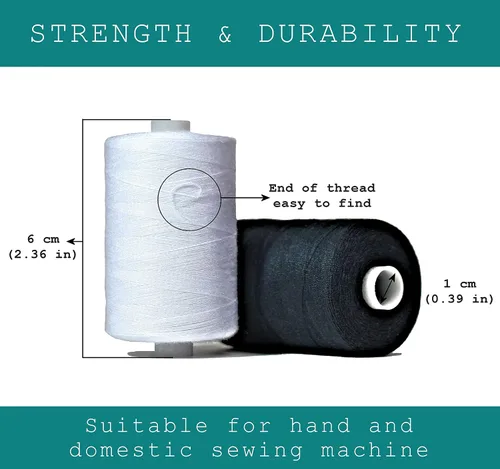 Miniatura 3 de BlesSew Hilos de coser grises – 10 carretes grandes de hilo de poliéster para mano, acolchado y máquina de coser – tonos grises más blanco y negro