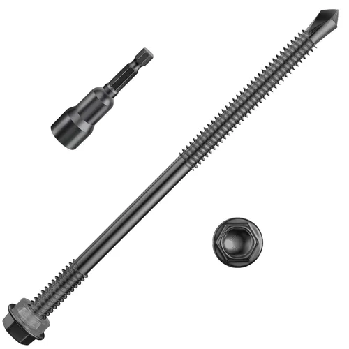 Miniatura 16 de Wensilon (250Pcs) #8×1" Tornillos autoperforantes de cabeza hexagonal con arandela, tornillos de acero inoxidable 410 para chapa metálica, tornillos