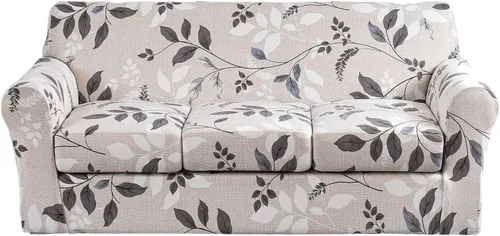 Miniatura 56 de KRFOONN - Fundas elásticas de 4 piezas para sillón y sofá, funda con estampado y 3 fundas independientes para cojines de asiento, lavables, Color01