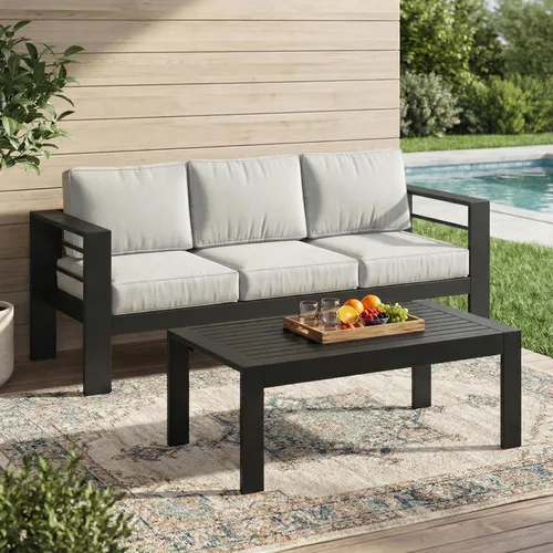 Miniatura 48 de Solaste Juego de muebles de patio de aluminio para todo tipo de clima, moderno juego de muebles de metal para exteriores con asientos profundos