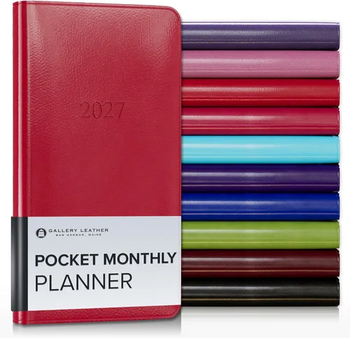 Miniatura 91 de Gallery Leather Agenda Mensual Grande 2025-2026, Elegantemente Encuadernada Planificador de Calendario y Cuaderno con Elegantes Bordes Dorados, 18
