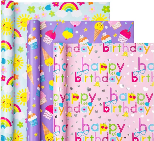 Miniatura 29 de WRAPAHOLIC - Papel de regalo para baby shower con diseño de oso - Rollo mini - 3 rollos - 17 pulgadas x 120 pulgadas - Papel de regalo con lazo