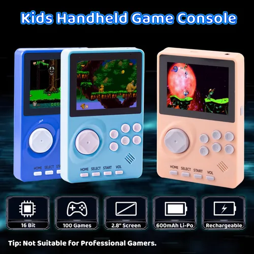 Miniatura 3 de Consola de videojuegos portátil para niños, 100 juegos de 16 bits, consola de juegos retro de mano, consola de juegos fácil de viajar, pantalla a