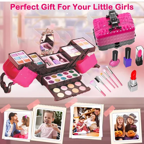 Miniatura 5 de Juego de cosméticos lavables para niños, adecuado para niñas, juego de cosméticos lavables de juguete de princesa, juego de cosméticos para niños