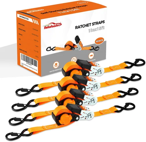 Miniatura 7 de Correa de trinquete NeatStrap con bloqueo de seguridad, ganchos en S de Chromoly - 680 kg de resistencia a la rotura - Correas de trinquete