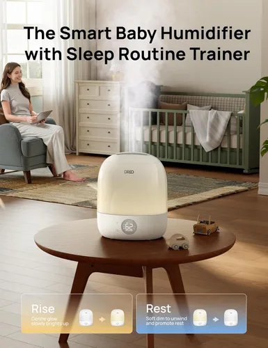 Miniatura 3 de DREO Humidificadores para dormitorio, tiempo de funcionamiento máximo de 30 horas, luz nocturna RGB y entrenador de sueño, humidificador de niebla