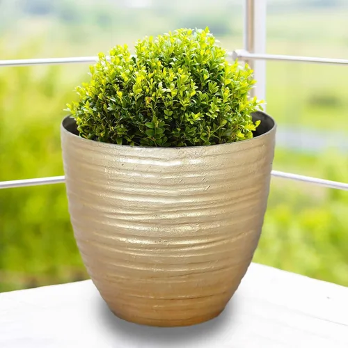 Efavormart - Maceta decorativa grande de 14 pulgadas de diámetro, color dorado metálico, macetas decorativas para interiores y jardines para flores