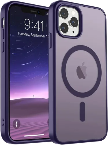 Miniatura 52 de SUPFINE Funda magnética para iPhone 11 Pro Max (compatible con MagSafe) (protección contra caídas de grado militar), delgada, translúcida mate, a