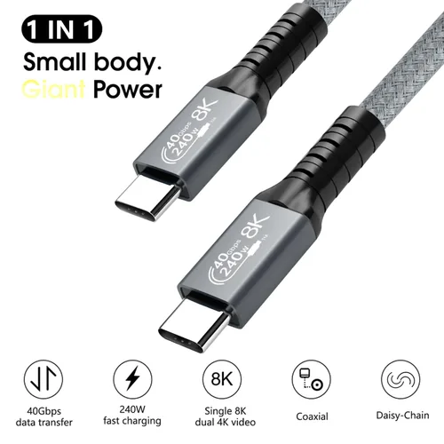 Miniatura 6 de LanSenSu Cable USB4 de 240 W, 1 pie, transmisión de datos de 40 GBps, carga súper rápida PD de 240 W (48 V5A), extensión HD de 8K a 60 Hz