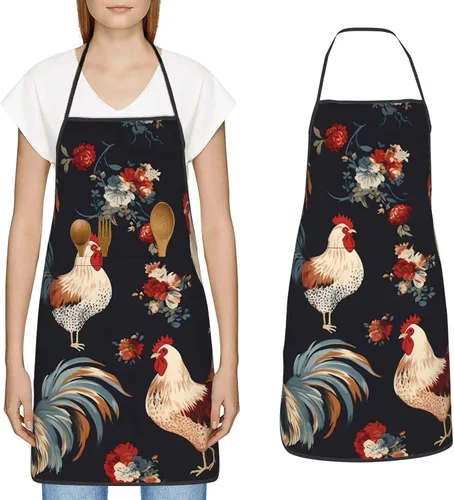 Delantal impermeable ajustable babero con 2 bolsillos verde naturaleza delantales de cocina para mujeres y hombres, baberos de chef para hornear