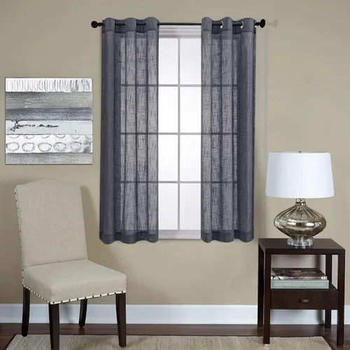 Miniatura 20 de Cortinas para sala de estar de 2 paneles (2 x 37 pulgadas de ancho), cortinas con textura de lino, con ojales, de la marca Miuco