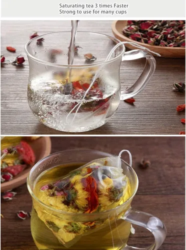 Miniatura 3 de 50 bolsas de filtro de té, bolsas de té desechables para té suelto, hierbas, especias, malla vacía, pequeñas bolsas con cordón para infusor