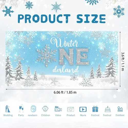 Miniatura 2 de Fondo de invierno Onederland para fiesta de primer cumpleaños, cartel de invierno para primer cumpleaños, fotografía de primer cumpleaños para bebé