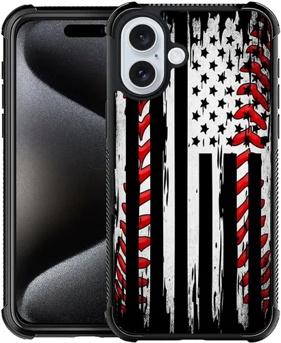Miniatura 121 de Funda compatible con iPhone X/XS, diseño de bandera estadounidense de béisbol, TPU suave, a prueba de golpes, de vidrio templado, para iPhone X/XS