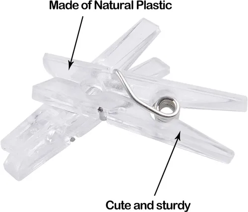 Miniatura 4 de Aylifu Mini clavijas de plástico transparente, 200 piezas multifuncionales de plástico transparente para papel fotográfico, clips para manualidades