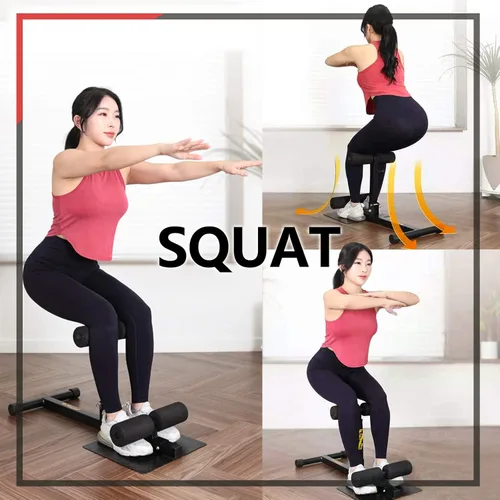 Miniatura 9 de INNOLIFE Sissy Squat Machine Adjustable Height, Protective Foam Thick Steel Fitness Home Gym Negro & rojo