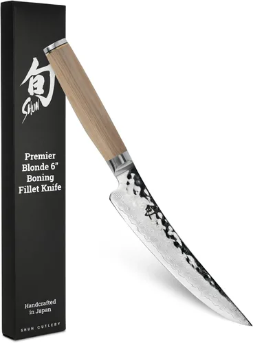 Shun Premier Blonde - Cuchillo deshuesador de 6 pulgadas, cuchillo japonés hecho a mano, núcleo VG-MAX con revestimiento de acero inoxidable de