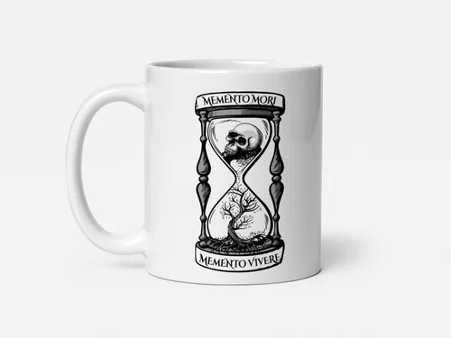 Miniatura 3 de Soul'n'Passions Memento Mori Memento Vivere - Taza de cerámica con diseño de calavera Momento Mori Lent Stoic Memento Mori, 11 onzas, color negro
