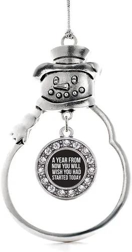Miniatura 200 de Inspired Silver - Roller Queen - Adorno de Navidad plateado - Adorno circular para árbol de Navidad con circonita cúbica - Decoración colgante