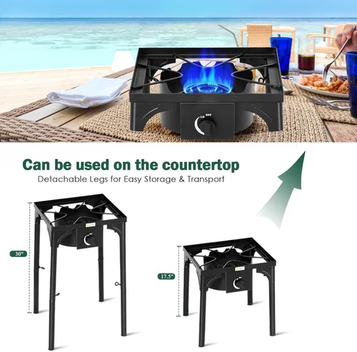 Miniatura 2 de Goplus - Hornillo portátil de gas propano para exteriores, quemador de hierro fundido con patas desmontables para camping