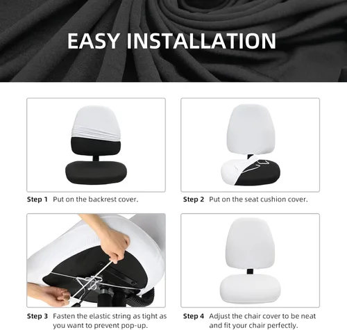 Miniatura 5 de Fundas elásticas para asiento de silla de oficina de escritorio - Funda universal de spandex para silla de computadora - Fundas removibles lavables