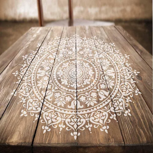 Plantilla de mandala prosperidad reutilizable para paredes; puedes hacerlo tú mismo; decoración moderna para pared fácil y divertida