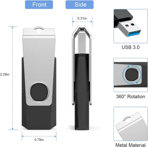 Miniatura 8 de Aiibe Unidad flash USB de 16 GB Memoria USB 3.0 Memoria Stick PenDrive 16GB - Negro