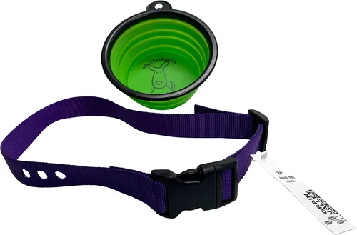 Miniatura 7 de Correa de repuesto, se adapta a la mayoría de collares PetSafe, 3 agujeros precortados, nailon de 1 pulgada, incluye cuenco de viaje para mascotas