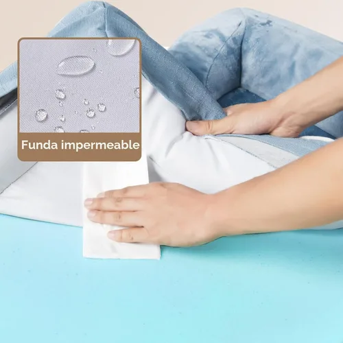 Miniatura 3 de EHEYCIGA - Cama ortopédica XL de perro grande/muy grande, impermeable, de espuma viscoelástica y espuma tipo caja de huevos, bordes elevados, azul