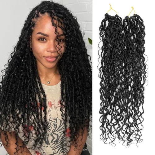 Miniatura 38 de 8 Paquetes de Rastas Falsas Bohemias de Ganchillo de 14 Pulgadas, Rastas Suaves de Ganchillo con Extremos Rizados, Pre-enrolladas, Cabello de 1B/27#