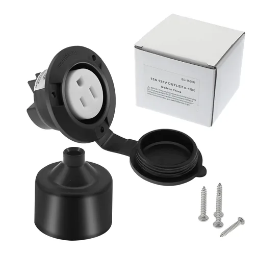 Miniatura 3 de Miady Toma de corriente con brida de 15 amperios de 125 V, NEMA 5-15 receptáculo de tomas de corriente con bridas con cubiertas delanteras