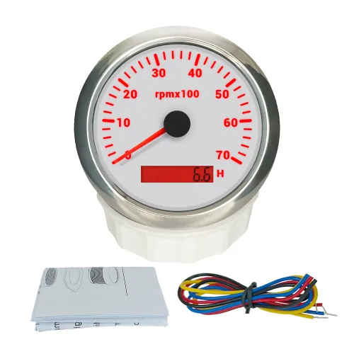 Miniatura 17 de ELING Tacómetro de motor de 3.346 in, medidor de rpm, calibre 0-7000 RPM para automóvil, barco, camión, con medidor de horas LCD, retroiluminación
