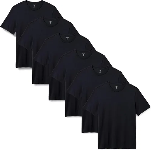 Amazon Essentials Camiseta de manga corta con cuello redondo para hombre, ajuste regular, paquete de 6