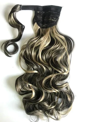 Miniatura 7 de SHOWTIME Extensiones de cola de caballo onduladas con clip de garra de 14 pulgadas, color rubio platino claro decolorado #613, fibra resistente al