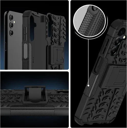 Miniatura 2 de para Samsung Galaxy A15 5G Funda con protector de pantalla de 2 paquetes, grado militar a prueba de golpes, cubierta acolchada resistente con Negro
