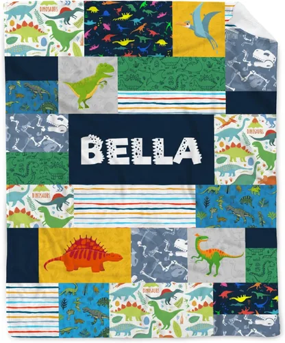 Miniatura 49 de Manta de bebé de esqueletos de dinosaurios de neón retro de los años 80, regalos para niños y niñas, decoración de dinosaurios, felpa suave