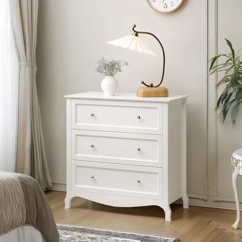 Miniatura 17 de Bonnlo Juego de 2 mesitas de noche blancas con 2 cajones, mesa auxiliar de cama/mesita de noche, mesita de noche pequeña para dormitorio, espacios
