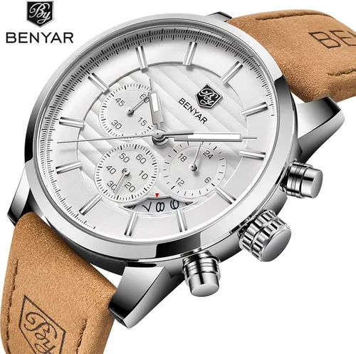 Miniatura 2 de BENYAR - Reloj de cuarzo impermeable con cronógrafo de cuarzo para hombre y negocios, Cronógrafo, movimiento de cuarzo