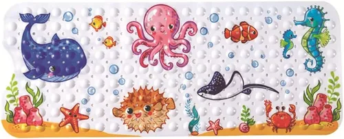 Miniatura 14 de Tapete de baño para bebé para niños, tapete antideslizante sin BPA para niños, tapete de dibujos animados antideslizante con ventosas y agujeros