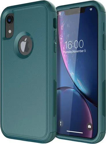 Miniatura 11 de Diverbox Funda para iPhone XR [Protector de Pantalla de Vidrio Templado] [A Prueba de Golpes] [A Prueba de Caídas] Funda de Teléfono de Protección