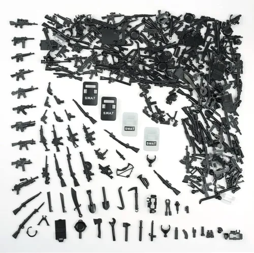 Pamvava Paquete de armas militares WW2, juego de accesorios del ejército para figuras, más de 280 piezas de pistolas de ladrillo de soldado SWAT y
