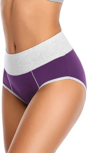 Miniatura 2 de QOVOQ Ropa interior de algodón para mujer, cobertura completa, cintura alta, elásticos, suaves, cómodas, paquete múltiple