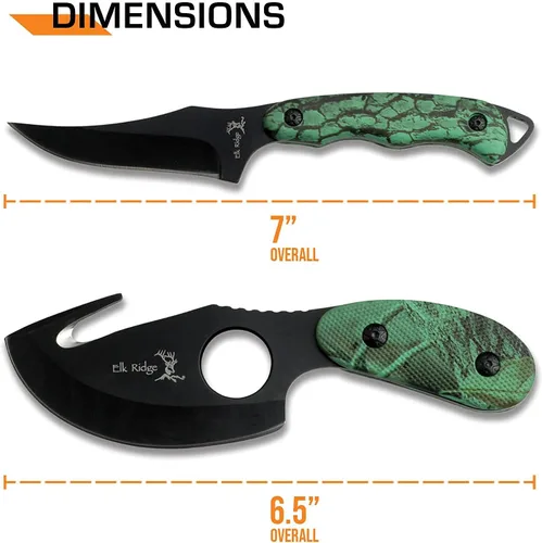 Miniatura 4 de Elk Ridge set de 2 cuchillos de caza con borde recto 17.8 cm Camuflaje