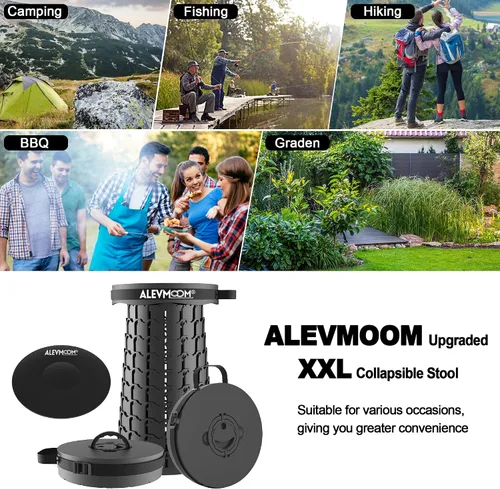 Miniatura 6 de ALEVMOOM Taburete plegable XXL mejorado de 19.7 pulgadas con cojín, taburete telescópico portátil, capacidad de 1000 libras, silla plegable