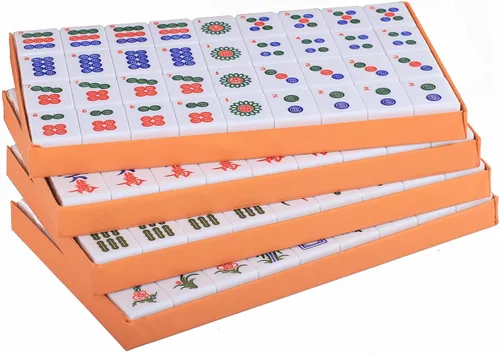 Miniatura 3 de Juego de mahjong chino, juego de mahjong con 146 azulejos grandes numerados (1.5 pulgadas, verde), juego de azulejos Mahjong con estuche de Set
