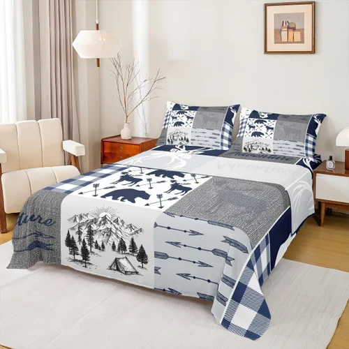 Miniatura 34 de Erosebridal Juego de sábanas de la bandera estadounidense tamaño individual, juego de sábanas de hockey para niños y adolescentes, juego deportivo