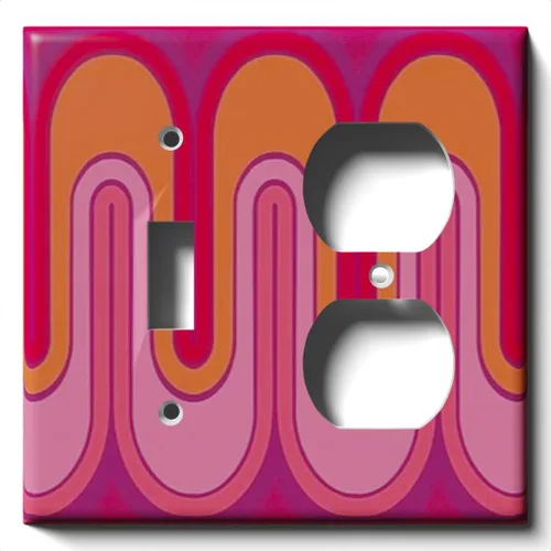 Miniatura 12 de Cubierta decorativa para interruptor de luz con ondas retro rojas, placa de pared de palanca individual Single Toggle