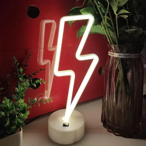 JYWJ Letrero de neón con base de soporte, luz de neón alimentada por USB o 3 pilas AA, decoración LED de pared de escritorio, varias fiestas, Cálido