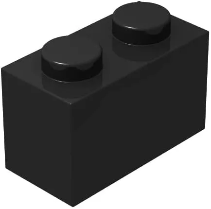 Bloque de ladrillo clásico a granel, ladrillos negros 1x2, ladrillos de construcción planos 100 piezas, compatible con piezas y piezas de Lego: 1x2