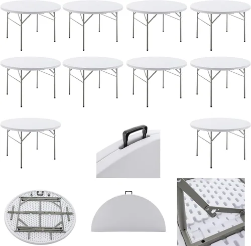 Miniatura 25 de BTEXPERT Juego de 2, mesa plegable de utilidad de 4 pies, ligera, altura ajustable, portátil, con asa de transporte, para interiores y exteriores